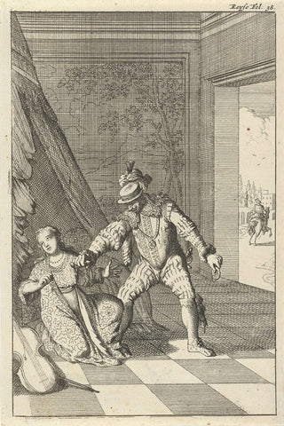 Marquise of Barbaran stabbed to death by her husband, Caspar Luyken, 1696 Canvas Print