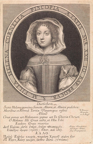 Portrait of Elena Lucrezia Cornaro Piscopia, Pieter van Schuppen, 1668 - 1702 Canvas Print