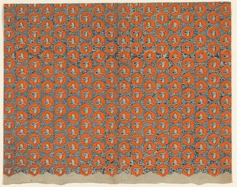 Sheet with web pattern of hexagon with leaf motif, anonymous, c. 1808 - c. 1848 Canvas Print