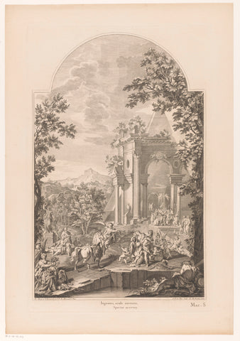 Figures around an allegorical funerary monument to Sidney Godolphin, 1st Earl of Godolphin, Jacques-Philippe Le Bas, 1737 Canvas Print