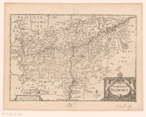 Map of the county of Namur, anonymous, c. 1660 - 1696 Canvas Print