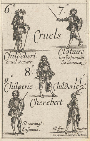 Childebert I, Chlotarius I, Chilperik I, Childerik II en Charibert I, Stefano della Bella, 1620 - 1664 Canvas Print