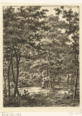 Forestscape, in the foreground a draughtsman, Ernst Willem Jan Bagelaar, 1798 - 1837 Canvas Print