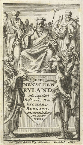 Rechter luisterend naar de aanklacht welke een vrouw uitbrengt tegen de personificatie van de hoofdzonden, Jan Luyken, 1687 Canvas Print