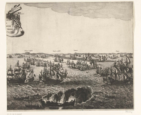 Battle of the Dunes (right plate), 1639, anonymous, 1649 - 1651 Canvas Print