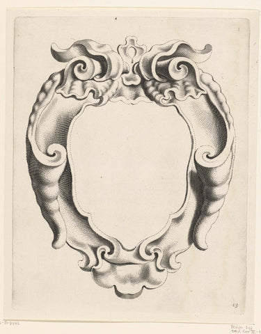 Cartouche with kwabornament whose edges curl inwards, Michiel Mosijn, 1640 - 1655 Canvas Print