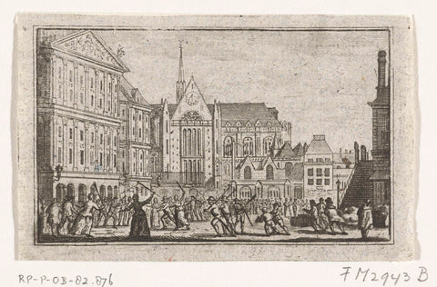 Rioters on dam square during the Speaker's Speech, 1696, anonymous, 1696 - 1699 Canvas Print