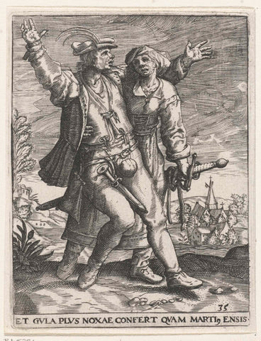 Drunken peasant couple, Johann Theodor de Bry, 1596 Canvas Print