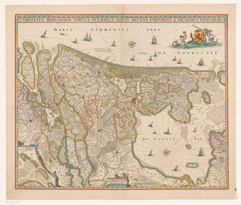 Map of the county of Holland, anonymous, in or after 1660 - 1677 Canvas Print