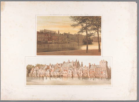 Views of the Binnenhof on the pond side in 1598 and 1879, anonymous, 1879 Canvas Print