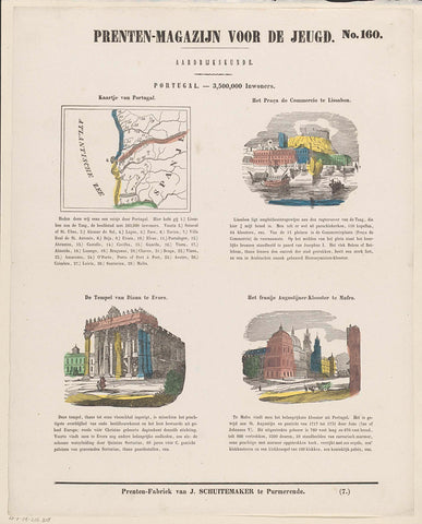 Portugal. - 3,500,000 inhabitants, Jan Schuitemaker, 1850 Canvas Print