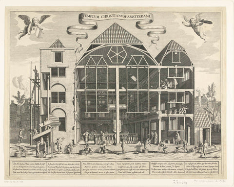 Remonstrant church in Amsterdam under construction, 1630, Frans Brun, in or after 1630 - c. 1640 Canvas Print