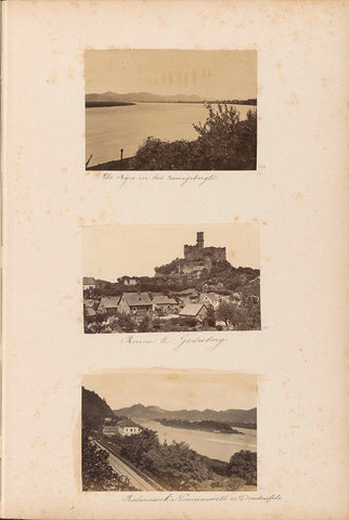 View of the Rhine at Remagen with the Rolandseck, the island of Nonnenwerth and the Drachenfels, in the foreground Hotel C. Groyen, anonymous, c. 1870 - c. 1880 Canvas Print