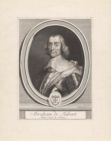 Portret van Abraham de Fabert, Gerard Edelinck, 1666 - 1707 Canvas Print