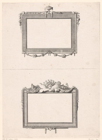 Frames with vase and face, Johann Thomas Hauer, 1758 - 1820 Canvas Print