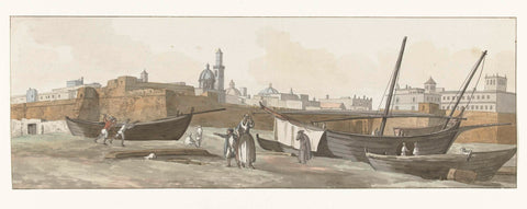 View of the port of Bari on the south side, Louis Ducros, 1778 Canvas Print