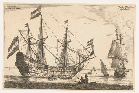 Large sailing ship and rowing boat, Reinier Nooms, 1650 - before 1705 Canvas Print