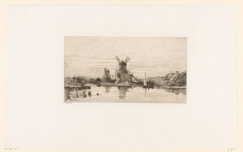 River landscape with a mill, Jacques Barthélemy Appian (Adolphe), 1864 Canvas Print