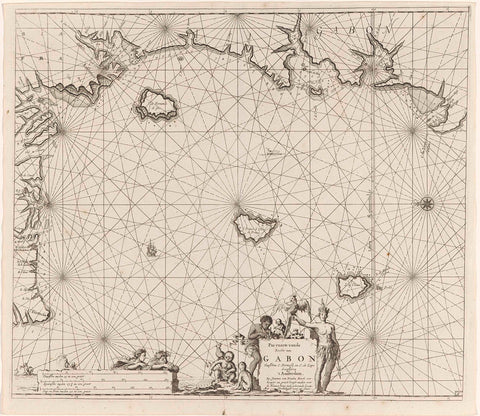 Pass map of the coast of Equatorial Guinea, Gabon and Cameroon, Jan Luyken, 1683 - 1799 Canvas Print