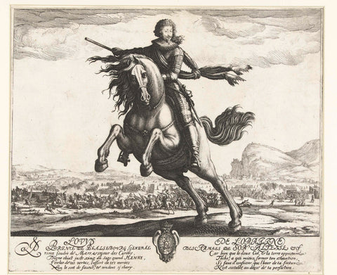 Equestrian portrait of Lodewijk de Guise, Prince of Phalsbourg, Jacques Callot, 1621 - 1624 Canvas Print