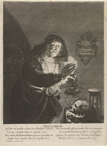 Oude vrouw bij kaarslicht, Albert Haelwegh, 1675 Canvas Print