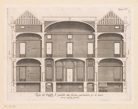 Cross-section of the Palazzo Rostan Raggio in Genoa, Nicolaes Ryckmans, 1622 Canvas Print