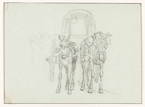 Italian carriage with mules, Louis Ducros, 1778 Canvas Print