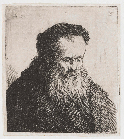 Bearded old man with high forehead, Rembrandt van Rijn, c. 1629 Canvas Print