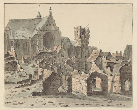 The Ruin of the Grote Kerk at Grave, Valentijn Klotz (attributed to), 1675 Canvas Print