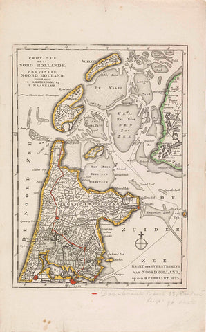 Map of the area in North Holland affected by the floods in 1825, anonymous, 1825 Canvas Print