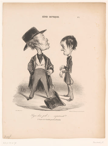 Caricature of a cheeky and a polite man, Honoré Daumier, 1839 Canvas Print