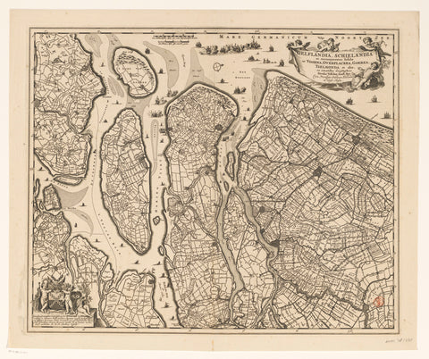 Map of Delfland, Schieland and the South Holland Islands, anonymous, in or after 1677 - 1720 Canvas Print