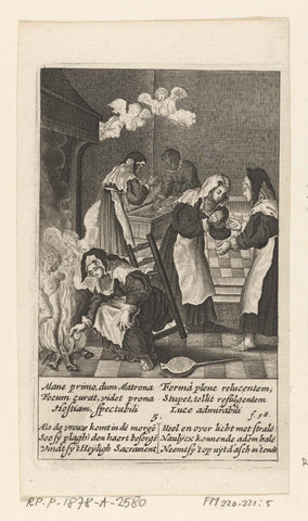 The woman finds the host in the fire, 5, Boetius Adamsz. Bolswert, 1639 Canvas Print