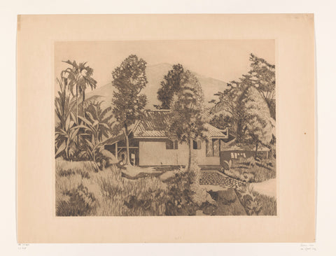 House in Bogor with a mountain in the background, Willem Witsen, c. 1921 Canvas Print