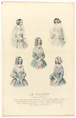 Le Follet, 1841, No. 1287: Coiffure de Verguat (...), anonymous, 1841 Canvas Print