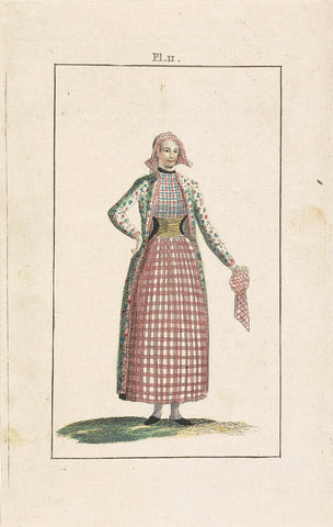 Traditional costume woman of Hindeloopen, anonymous, 1790 - 1792 Canvas Print