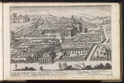 Villa Celimontana en tuin te Rome, Matthäus Greuter (possibly), 1623 Canvas Print