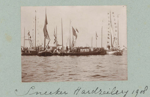 Dutch sailing ships decorated with flags lie in the water., Frits Freerks Fontein Fz. (attributed to), c. 1903 Canvas Print