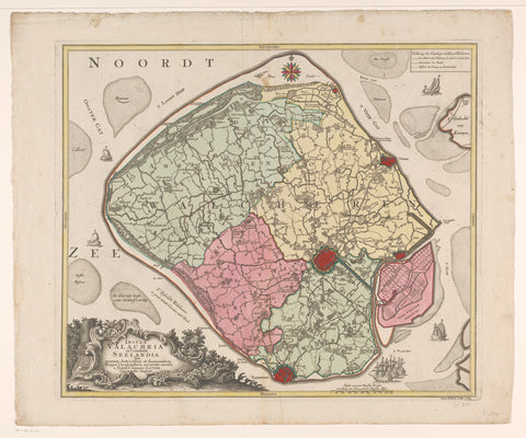 Map of Walcheren, Georg Friedrich Lotter, 1757 - 1778 Canvas Print