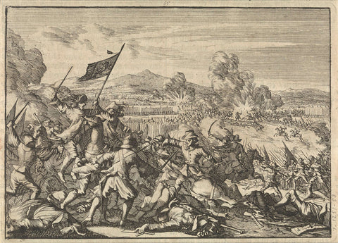 Victory of the Swedes over the emperor's army at Wittstock, 1636, Caspar Luyken, 1698 Canvas Print