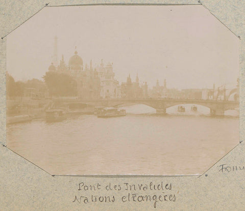 View of the Pont des Invalides and the pavilions of the Nations Etrangères during the 1900 World's Fair in Paris, Paul Lucena, 1900 Canvas Print