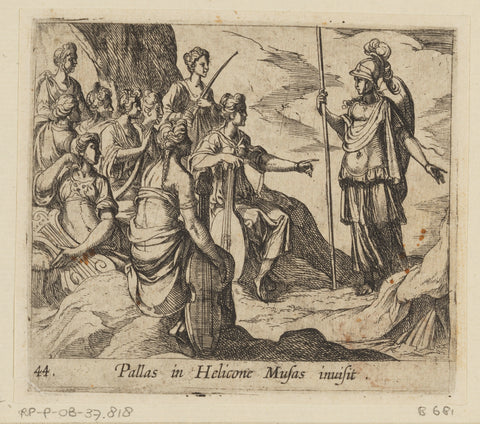 Minerva met de Muzen, Antonio Tempesta, 1606 Canvas Print