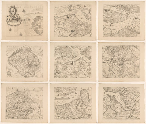 Map of Zeeland, consisting of nine parts, anonymous, 1719 - 1725 Canvas Print