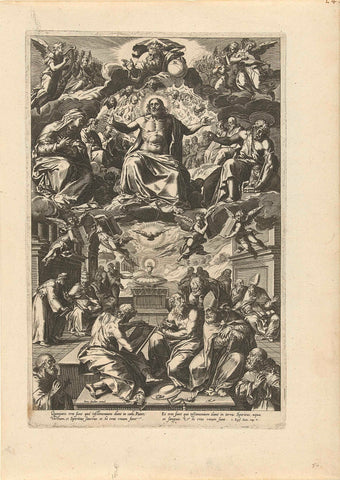 Dispute between the Church Fathers over the Blessed Sacrament, Cornelis Cort, after 1575 - before 1665 Canvas Print