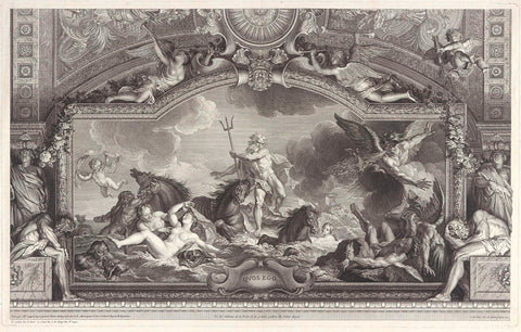 Neptune calms the waves, Bernard Picart, 1717 Canvas Print