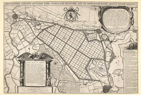 Map with a design for the diking of the Haarlemmermeer, 1641, Willem van der Laegh, 1641 Canvas Print