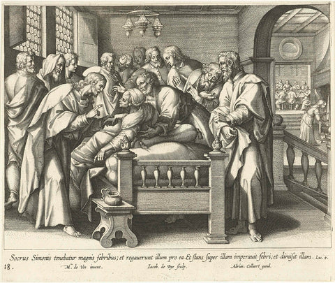 Healing of the mother-in-law of Petrus, Jacques de Bie, 1598 - 1618 Canvas Print