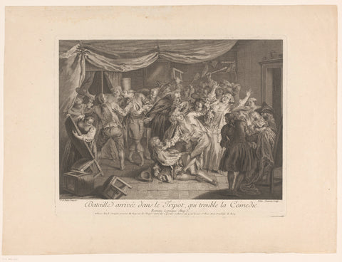 Toneelscène uit Paul Scarron's Roman Comique, Edme Jeaurat, 1698 - 1738 Canvas Print