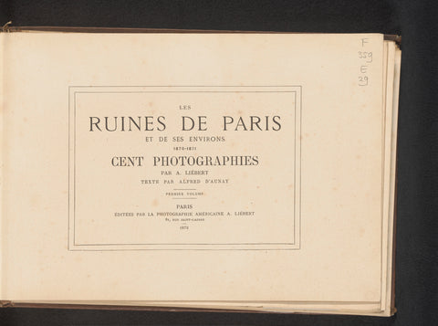 The ruins of Paris and its surroundings, 1870-1871 / one hundred photographs by A. Liébert; text by Alfred D'Aunay, Alfred D'Aunay, 1872 Canvas Print