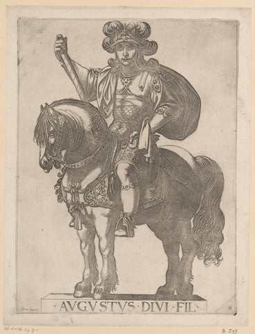 Emperor Augustus on horseback, Antonio Tempesta, 1596 Canvas Print